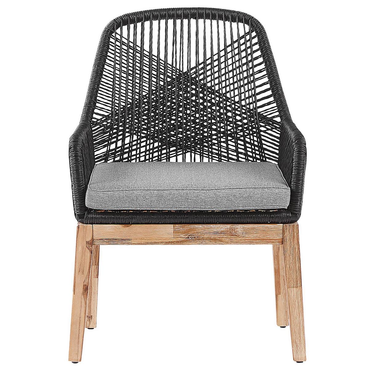 GARTENSTUHL 2er-Set Massivholz hellgrau Olbia - Hellbraun/Schwarz, Kunststoff (64/89/71cm) - Beliani