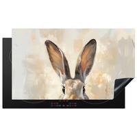 HERDABDECKPLATTE Hase - Ohren - Braun Induktionsschutz 91.6x52.7 cm - Beige, Kunststoff (91.6/52.7/0.2cm) - MuchoWow