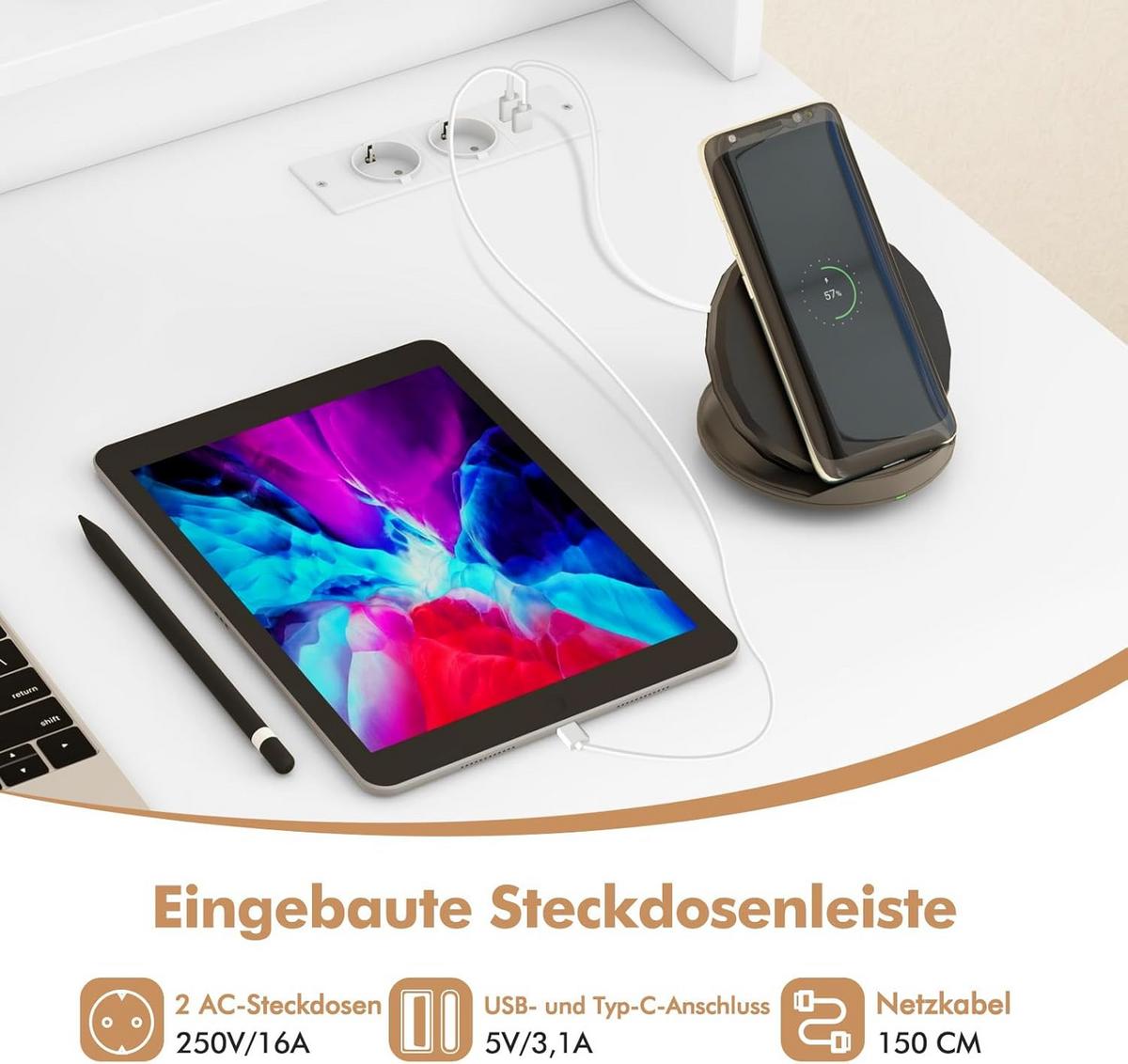 COMPUTERTISCH weiß - Weiß, Holzwerkstoff (55/105/89cm) - COSTWAY