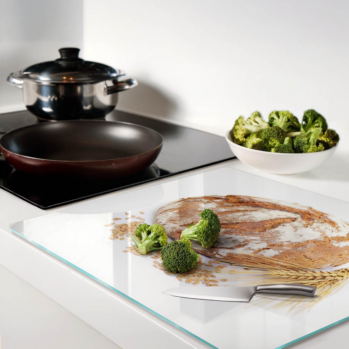 GLASPLATTE 60x52 cm Brot und Weizen - Braun, Glas (60/0.4/52cm) - TULUP