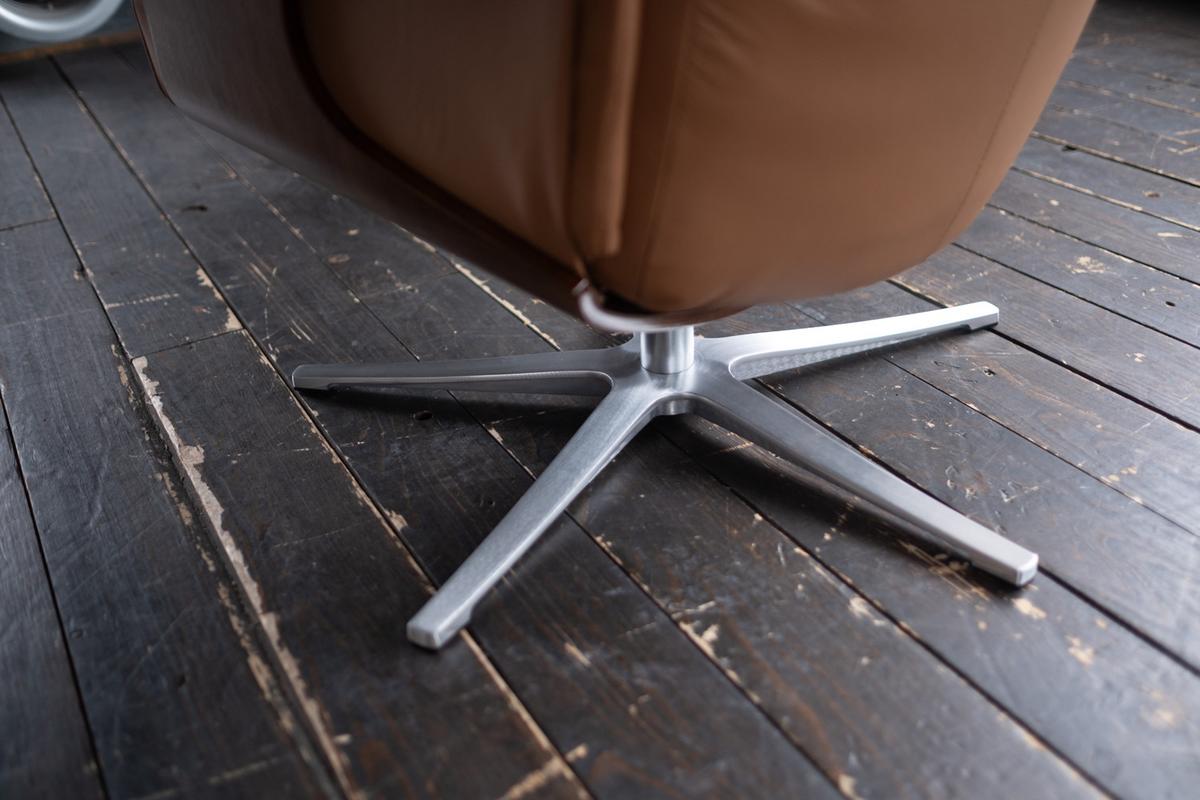 RELAXSESSELSET TOSAR Braun Leder - Silberfarben/Braun, Leder/Metall (83/110/89cm) - KAWOLA