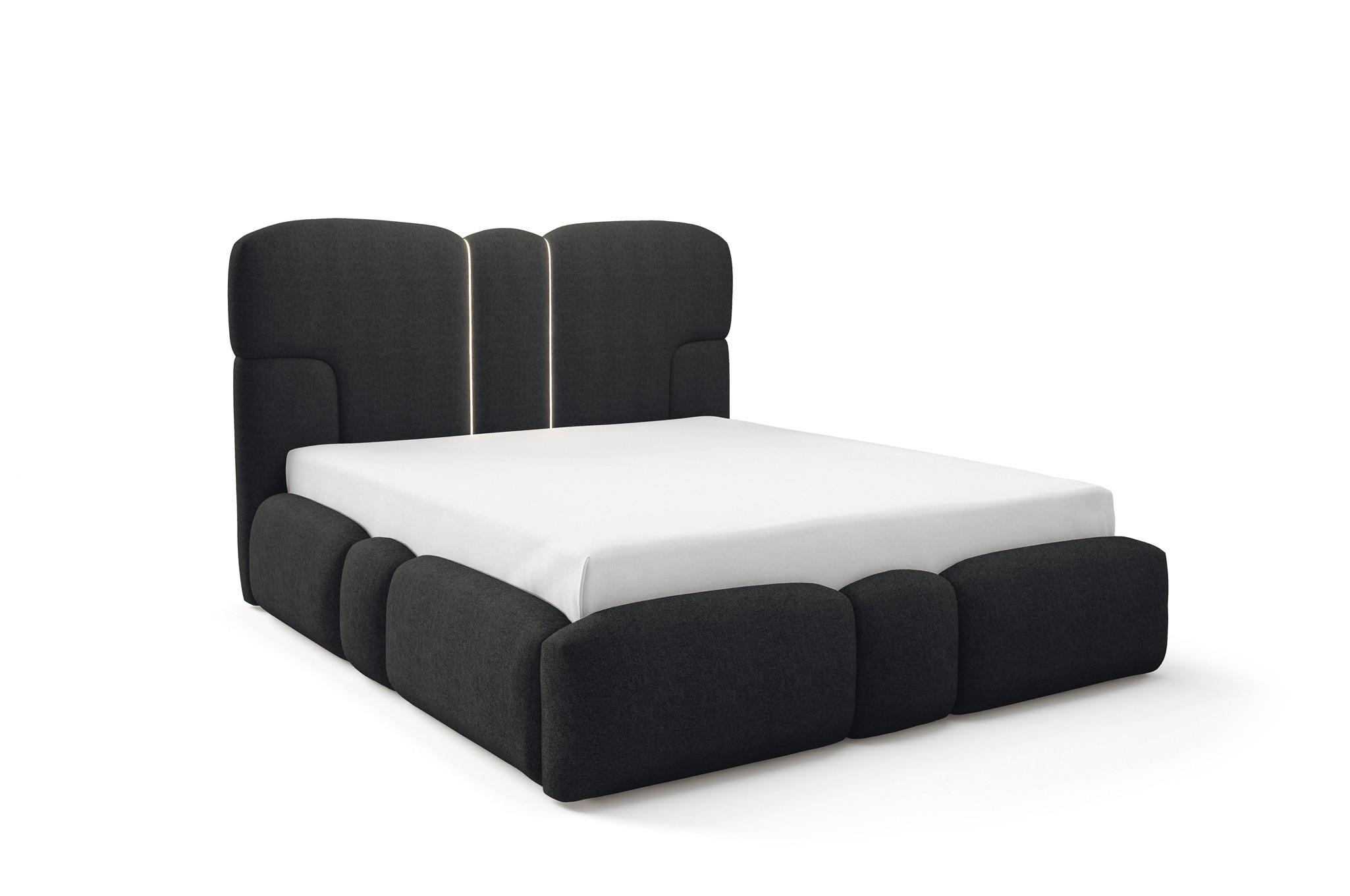 POLSTERBETT Jordan - Schwarz, Holzwerkstoff/Textil (120/200cm) - Fun Möbel