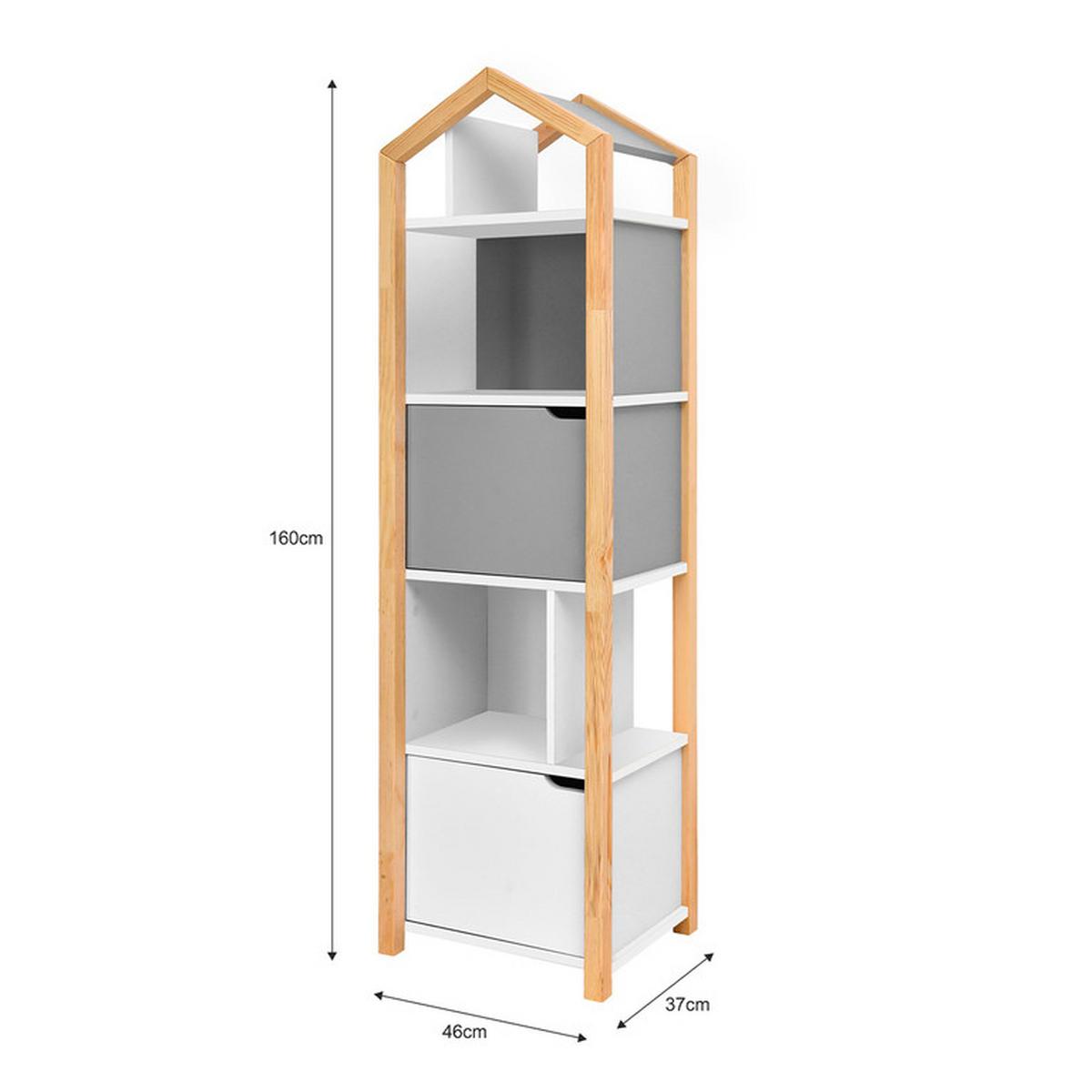 BÜCHERREGAL Grau und weiß - Weiß, Holzwerkstoff (46/160/37cm) - Petits-meubles