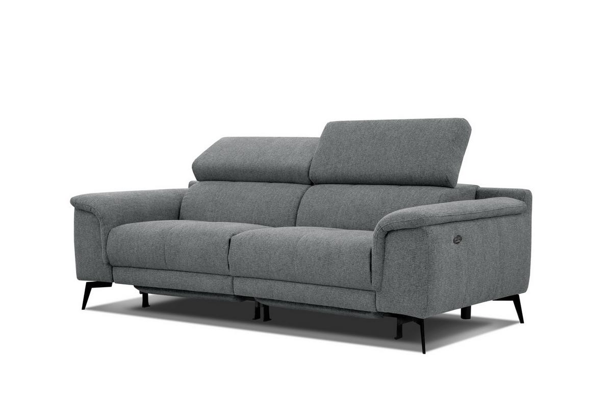 RELAXSOFA FIERO 3-Sitzer mit 2 Relaxfunktionen, grau - Schwarz/Grau, Holzwerkstoff/Textil (212/82/103cm) - Wozimo