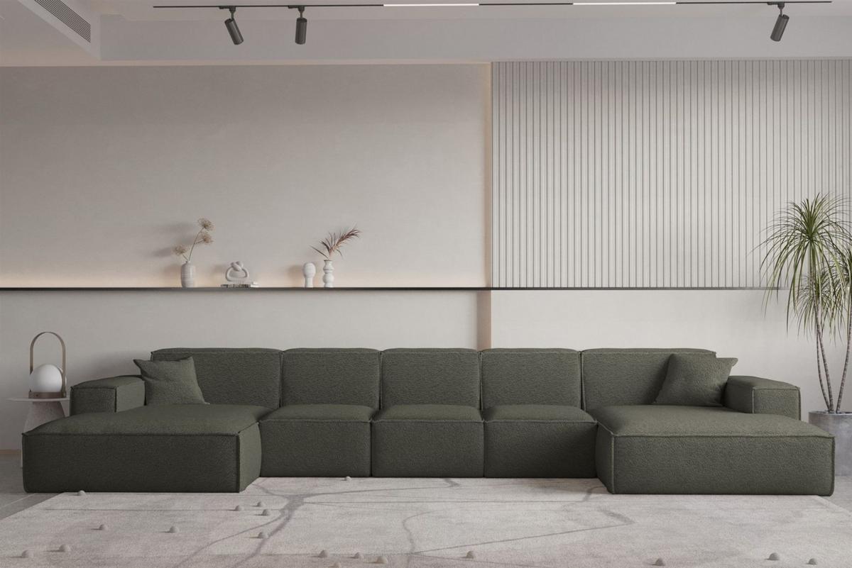 WOHNLANDSCHAFT Celes Premium Xl Bukla - Jadegrün, Holzwerkstoff/Textil (462/73/165cm) - Fun Möbel