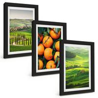 BILDER SET 3er Set - 20x30 cm Schwarzer Rahmen - Italienische Landschaft mit Orangen - Schwarz, Kunststoff (20/30cm) - TULUP
