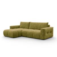 ECKSOFA VERONA 4-Sitzer links, Khaki - Schwarz/Grün, Holz/Textil (266/173cm) - Courtois Laville
