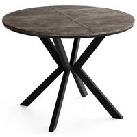 ESSTISCH Valio rund oval ausziehbar verlängerbar mit schwarzen Metallbeinen, Beton Dunkelgrau 100-140/100/76 cm - Dunkelgrau/Schwarz, Holzwerkstoff/Metall (100/140/76cm) - WFL GROUP