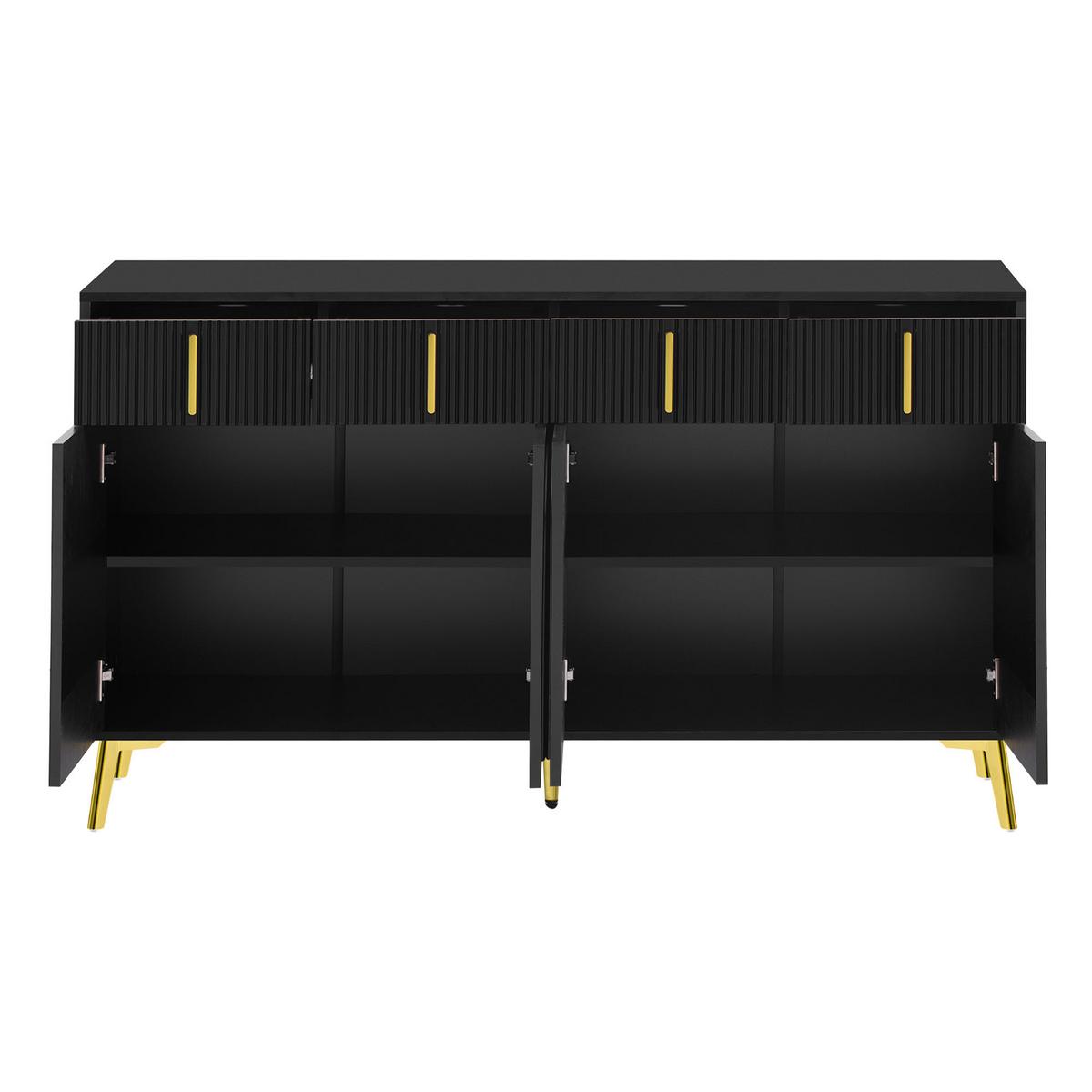 SIDEBOARD Schwarz 140/37,8/82 cm - Schwarz, Holzwerkstoff/Metall (37/82/140cm) - Urban Meuble