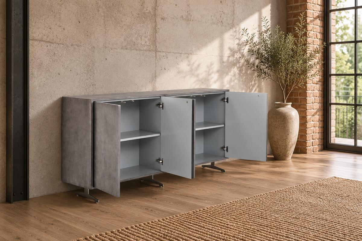 SIDEBOARD GALA Grau Holz - Grau, Holz/Metall (180/85/40cm) - KAWOLA