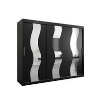 SCHWEBETÜRENSCHRANK 200/250/62 3-türig - Silberfarben/Schwarz, Holz/Kunststoff (250/200/62cm) - MÖBEL KRYSPOL