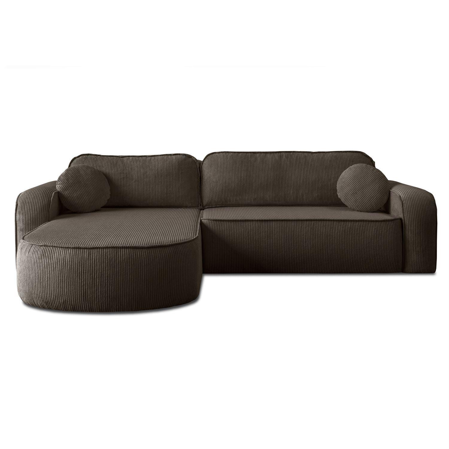 ECKSOFA VENUS mit Schlaffunktion und Bettkasten, Poso 06 - Dunkelbraun, Textil (275/178cm) - Lookway