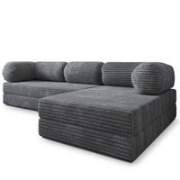 ECKSOFA ETERA modulares Boneless Sofa mit Schlaffunktion Grau Kordstoff - Dunkelgrau, Textil (270/160cm) - MASSENO