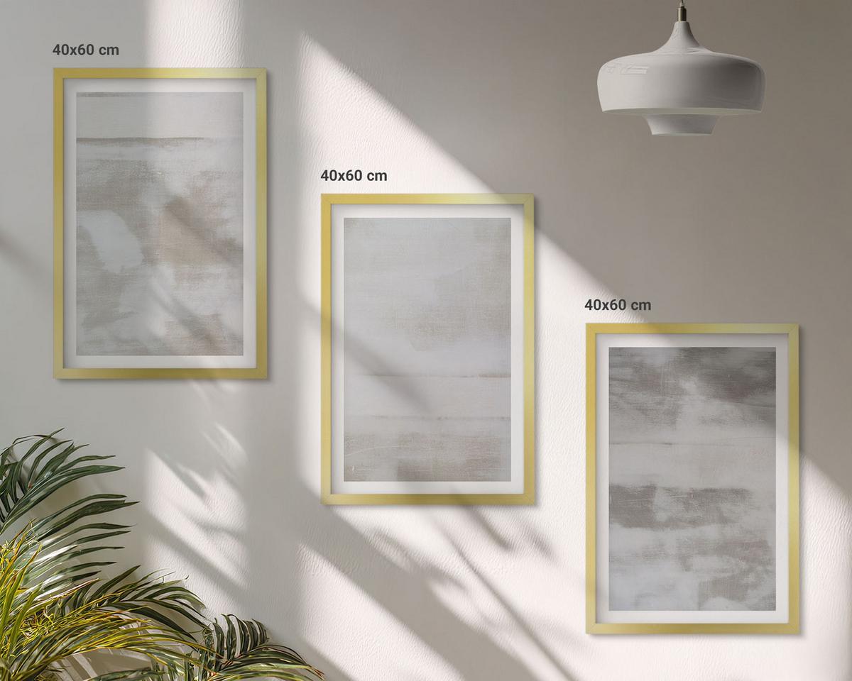 BILDER SET 3er Set - 40x60 cm Goldrahmen - Moderne, Used-Look-Texturen - Goldfarben, Kunststoff (40/60cm) - TULUP
