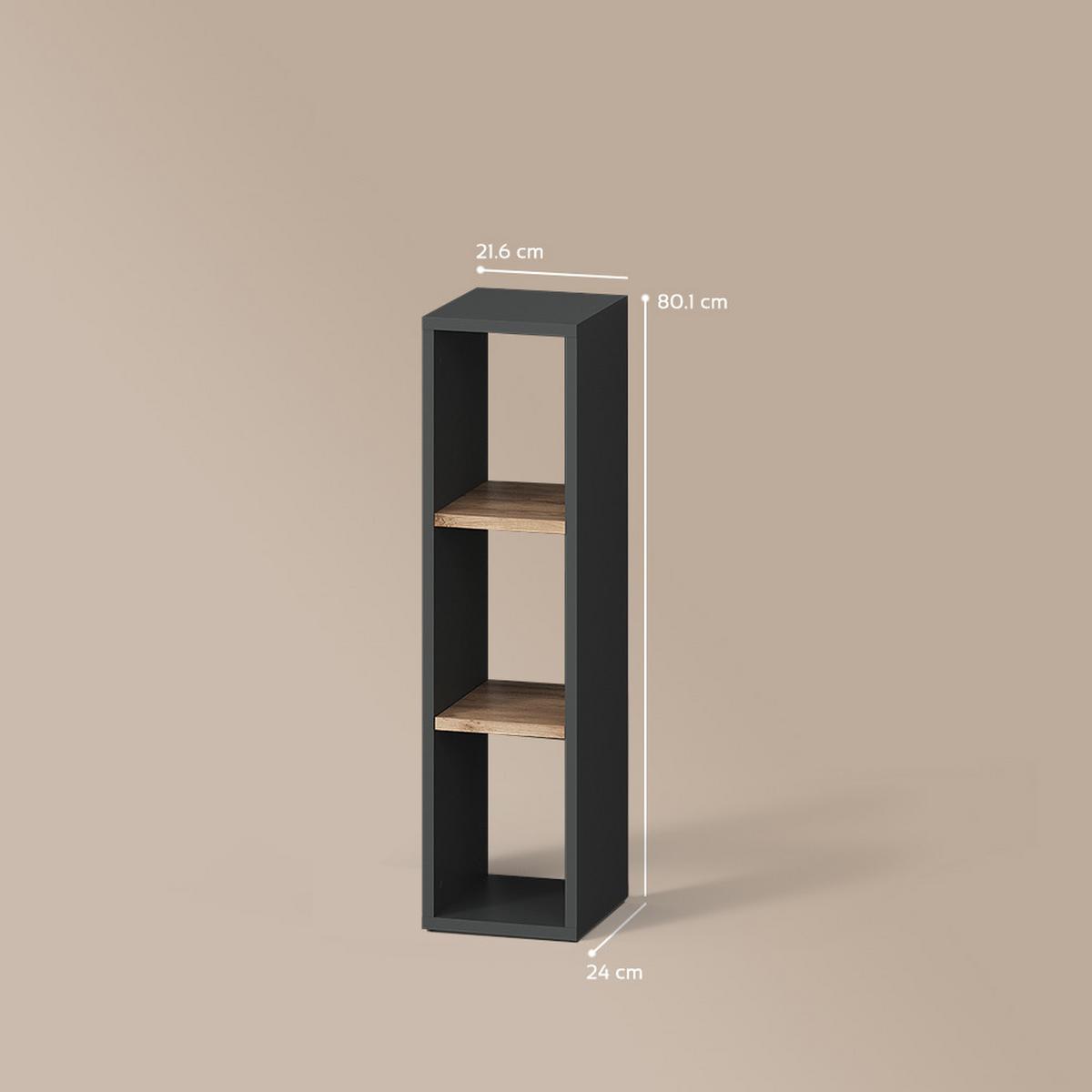 AUFBEWAHRUNGSREGAL Ortello Anthrazit/Goldkraft Eiche 21.6 x 80.1 cm - Honigeiche/Anthrazit, Holzwerkstoff (21.6/80.1/24cm) - Livinity®