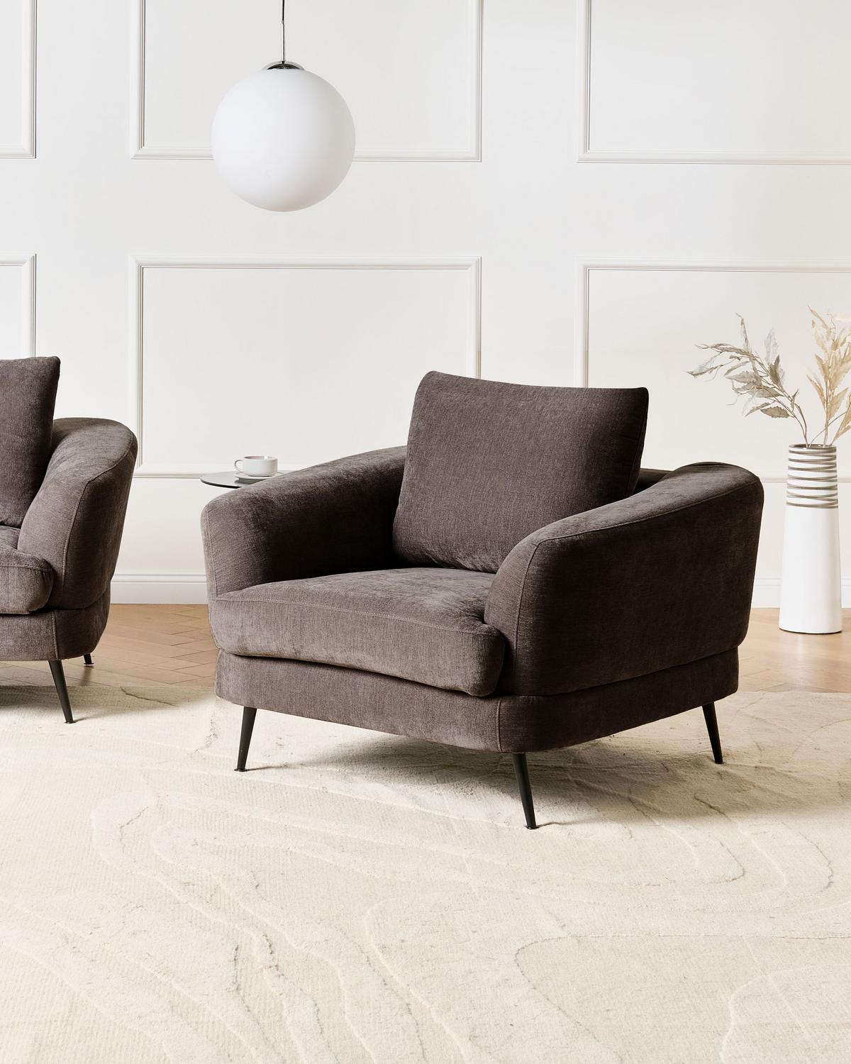 SESSEL Chenillegewebe Taupe Kjaer - Taupe, Textil (100/100/100cm) - Beliani
