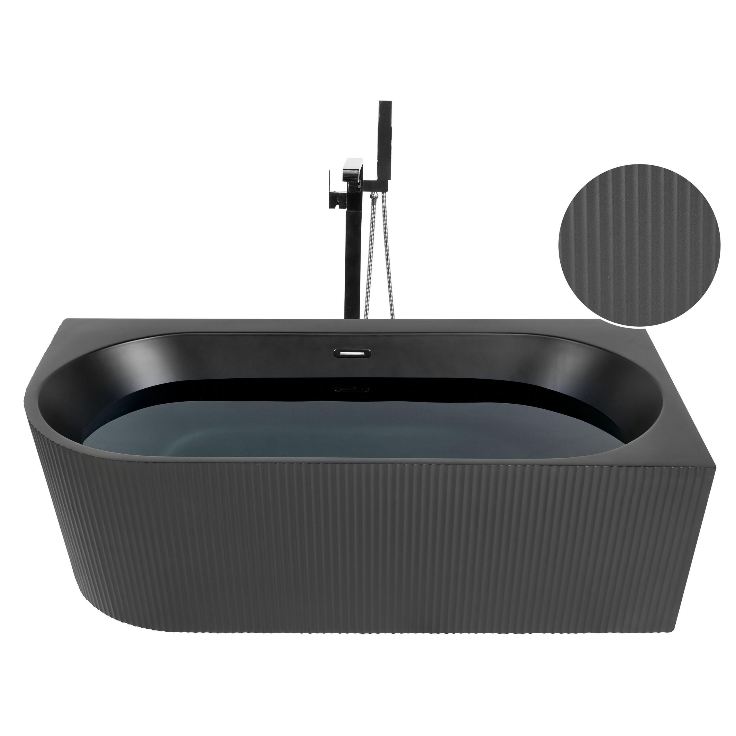 ECKBADEWANNE 80x170x60 cm schwarz Gocta - Schwarz, Kunststoff (80/60/170cm) - Beliani