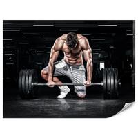 FOTOTAPETE Muskulöser Mann Fitnessstudio Training Sport 300x210 - Beige/Schwarz, Papier (300/210cm) - Muralo