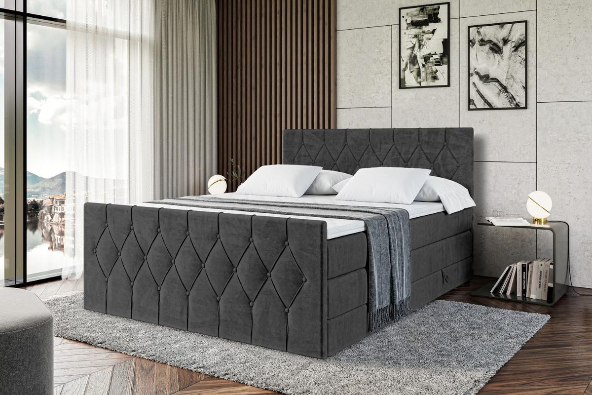 BOXSPRINGBETT VELANTO-Z KING - 140 x 200 - H3/H4 - Schwarz - Schwarz, Holzwerkstoff (140/200cm) - ALTDECOR