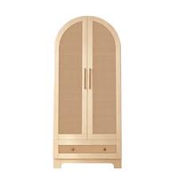 KLEIDERSCHRANK Doppeltüren Kunstrattan Holz mit Schubladen - Naturfarben, Holzwerkstoff (70/170/55cm) - Urban Meuble