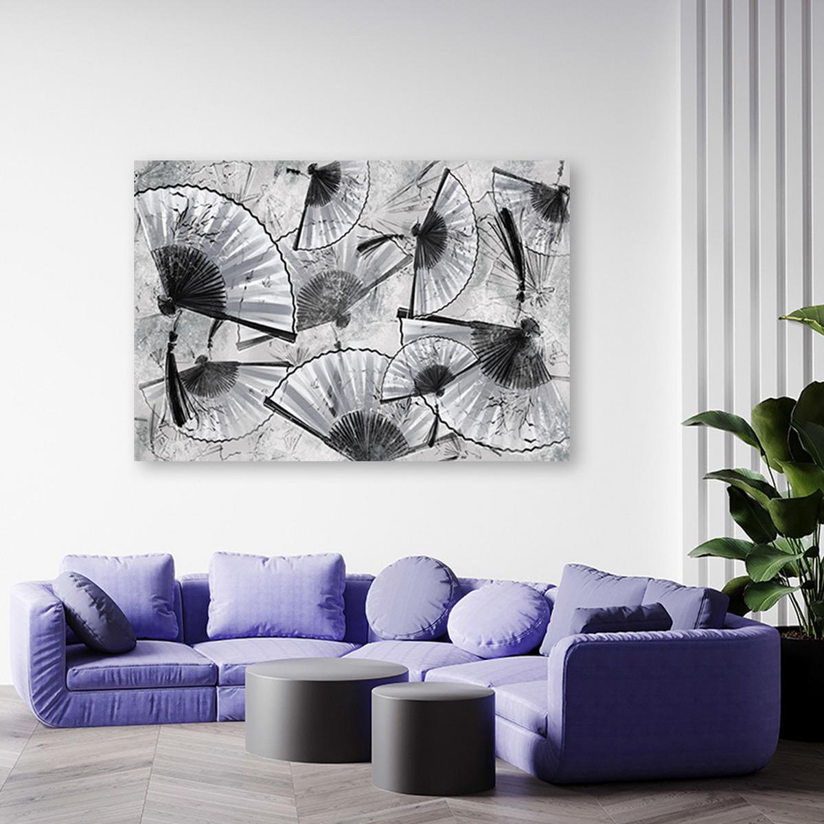 WANDBILD japanische fans - Schwarz, Textil (60/40cm) - Feeby