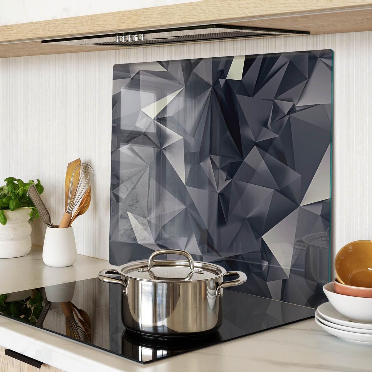 GLASPLATTE 60x52 cm Abstrakt - Schwarz, Glas (60/0.4/52cm) - TULUP