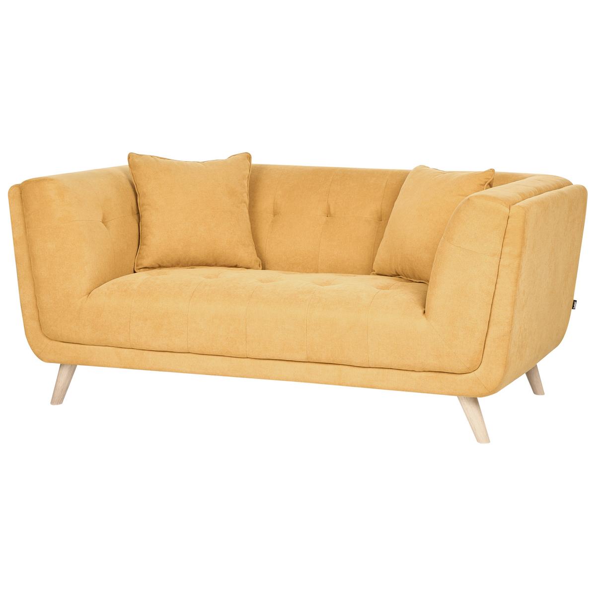 2-SITZER-SOFA Stoff Senfgelb Habo - Hellbraun, Textil (176/78/72cm) - Beliani
