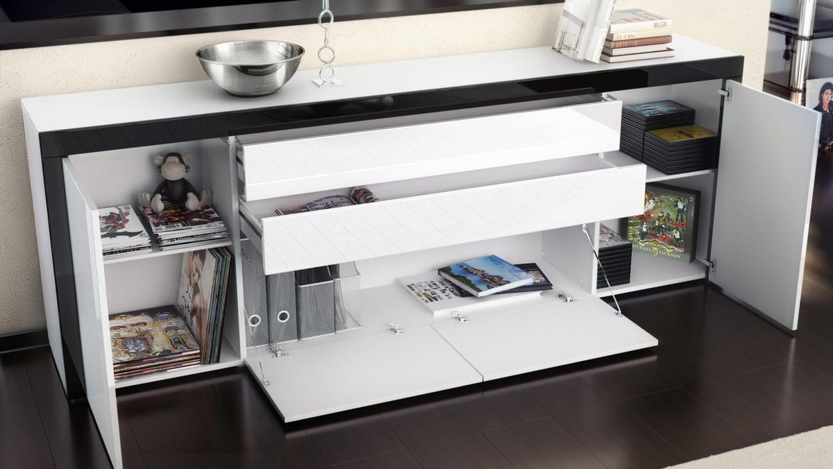 SIDEBOARD La Paz Creme Hochglanz / Weiß Hochglanz - Creme, Holzwerkstoff (200/72/35cm) - Vladon