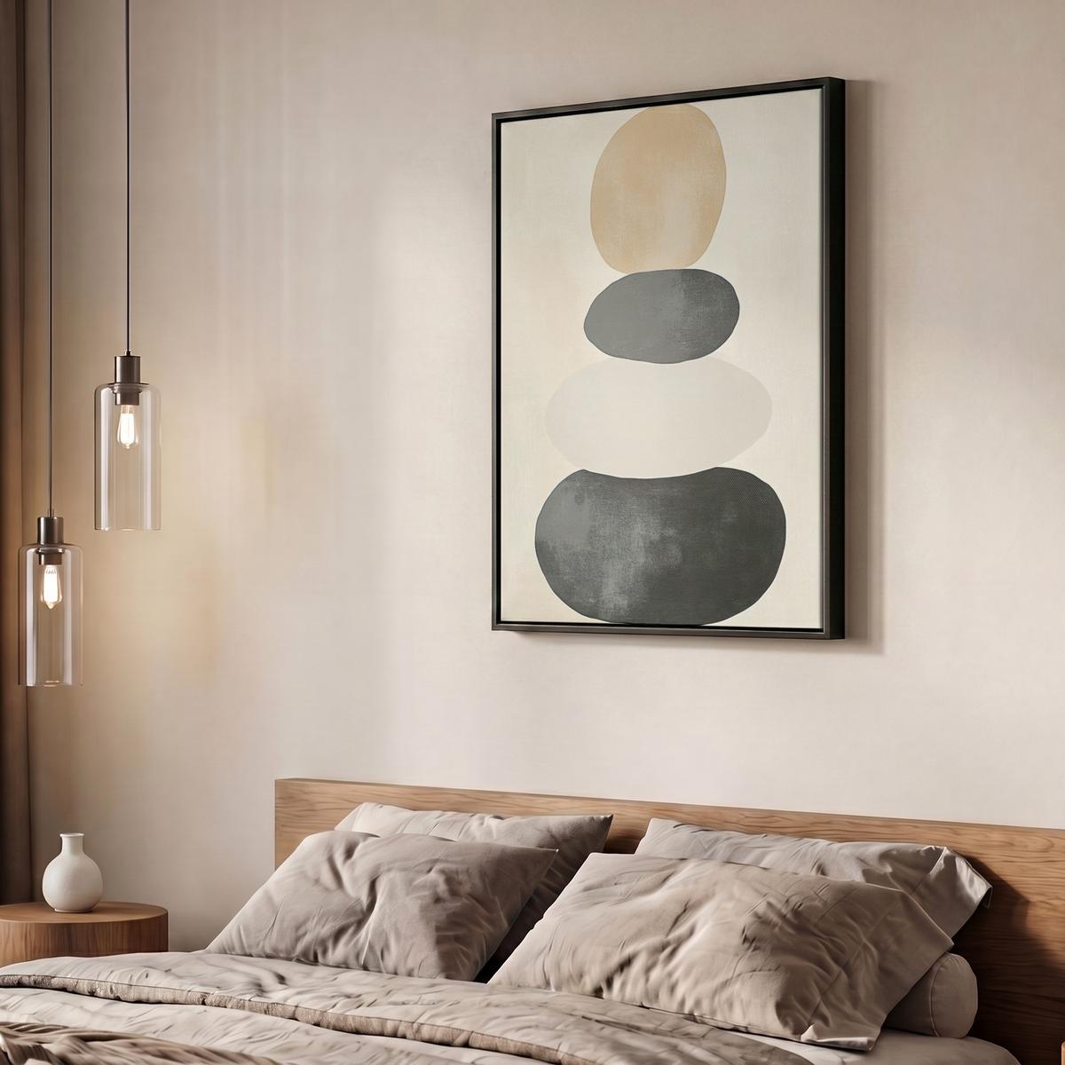 LEINWAND Bilder mit Rahmen - Japandi - Wabi sabi - Beige - 60x80 - Taupe, Textil (60/80cm) - MuchoWow