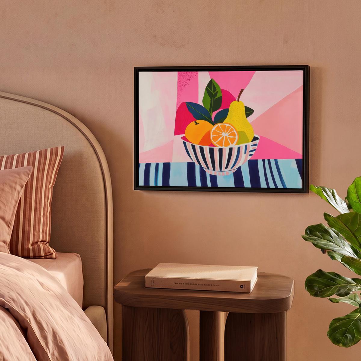 LEINWAND Bilder mit Rahmen - Obst - Abstrakter Hintergrund - Rosa - 40x30 - Pink, Textil (40/30cm) - MuchoWow
