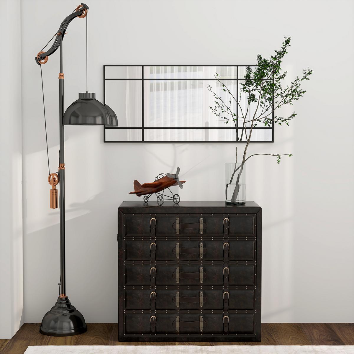 WANDSPIEGEL Glas Metall Schwarz - Schwarz, Glas (2/110/50cm) - HOMCOM