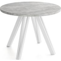 ESSTISCH Ravero runder ausziehbarer, Beton grau 100/100/77 cm - Hellgrau/Weiß, Holz/Holzwerkstoff (100/100/76.5cm) - WFL GROUP