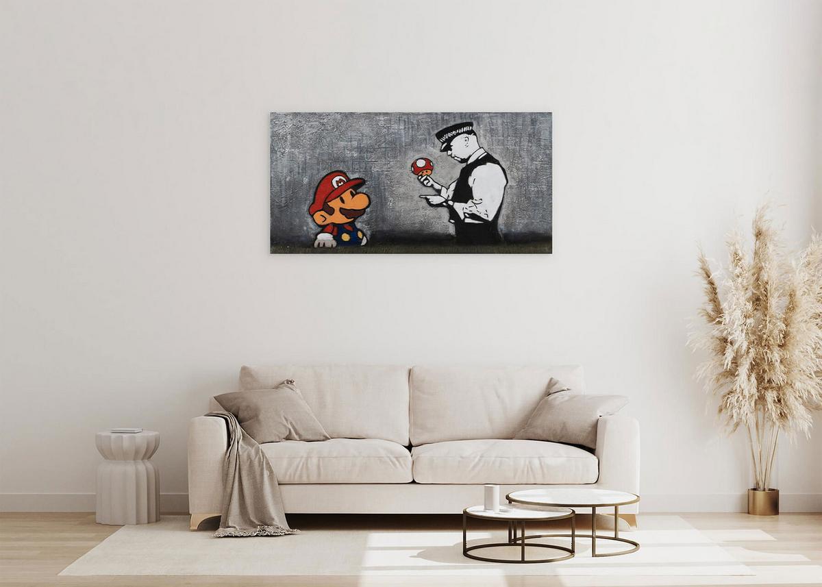 ACRYLBILD HANDGEMALT 120/60 cm - Rot/Schwarz, Holz/Textil (120/60cm) - KUNSTLOFT