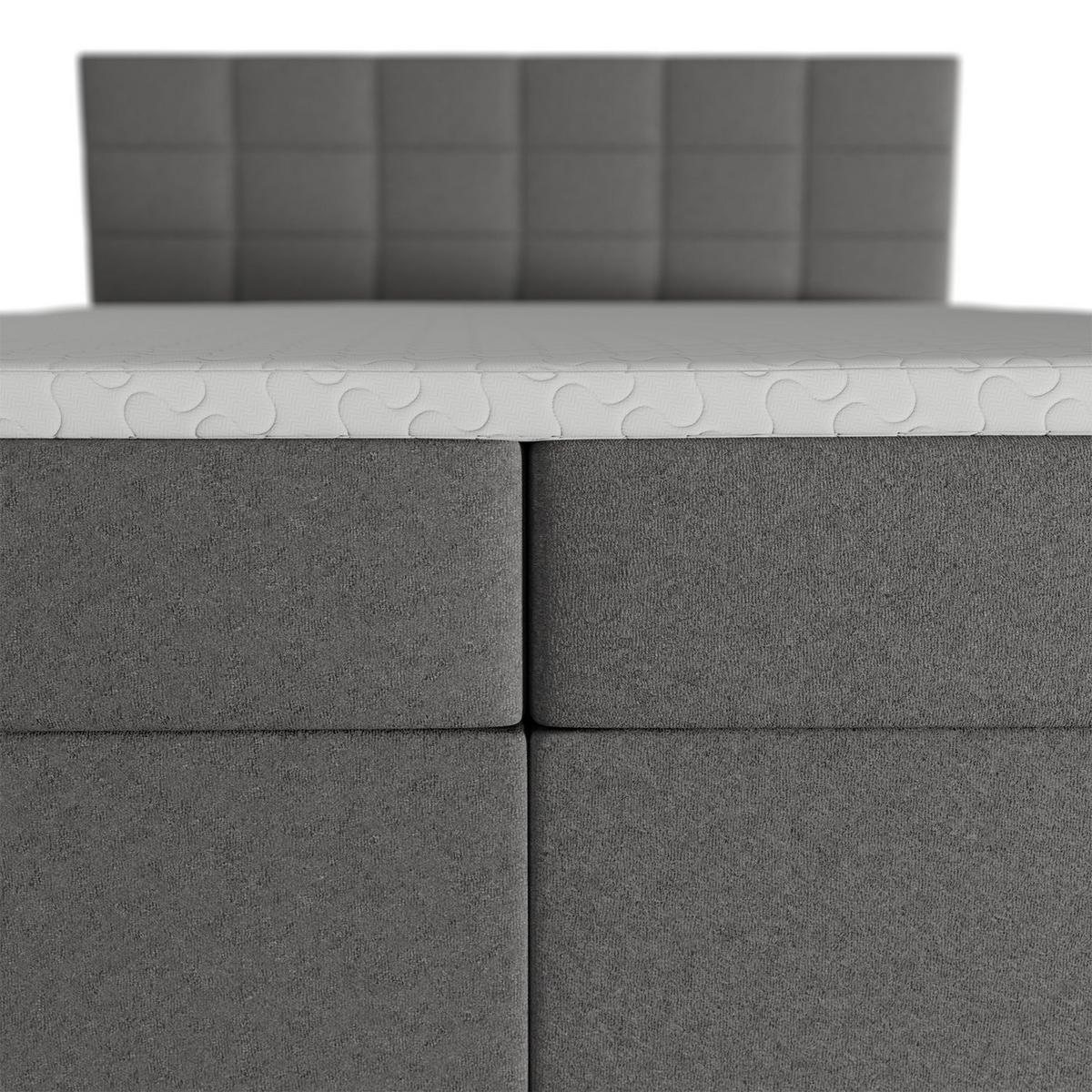 BOXBETT Seattle hellgrau 180x200 cm Malmo-Stoff - Hellgrau, Textil (180/200cm) - Juskys