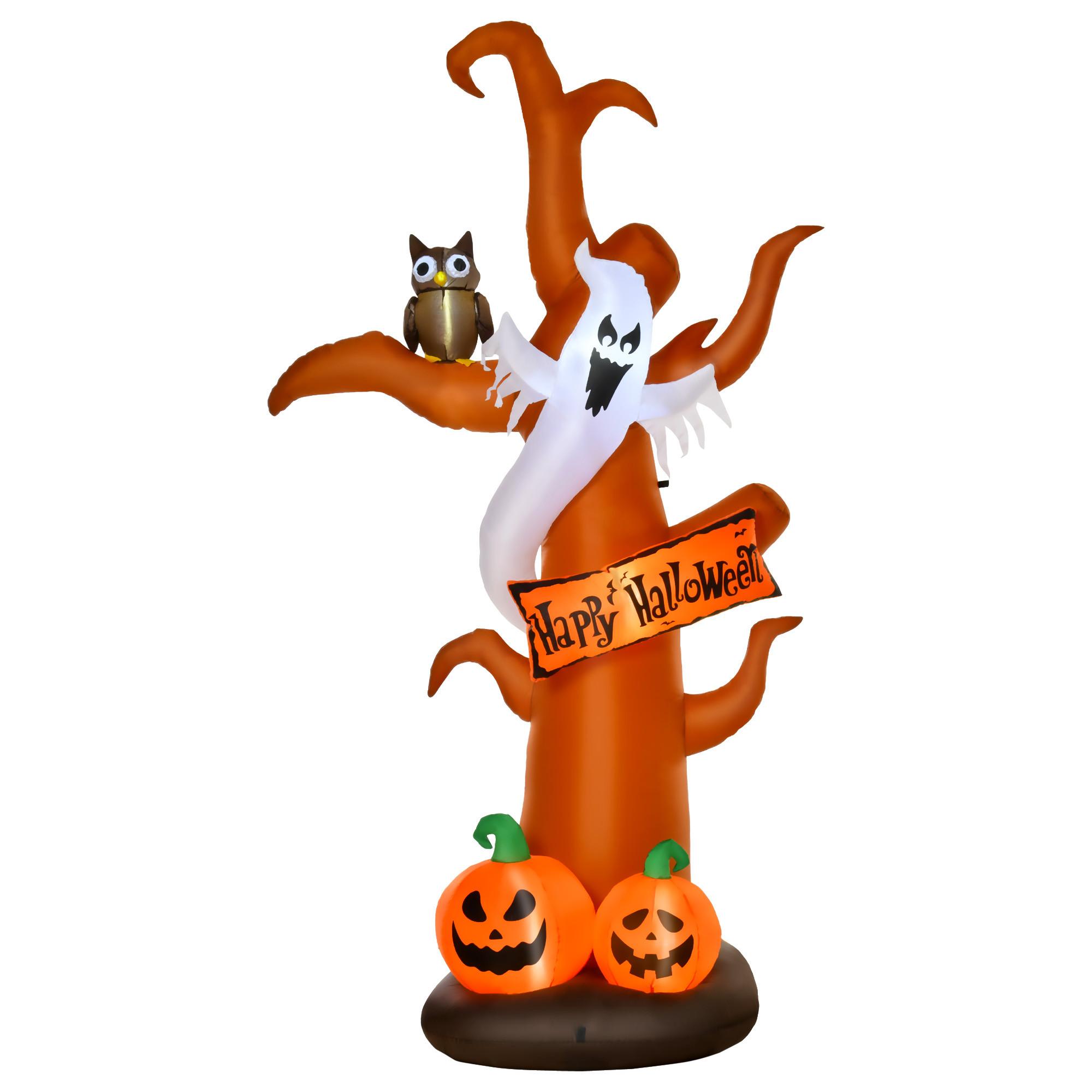 AUFBLASBAR Halloween Baum Gespenst mit LED Module für den Garten Polyester Braun - Braun, Kunststoff (107/274/156cm) - HOMCOM
