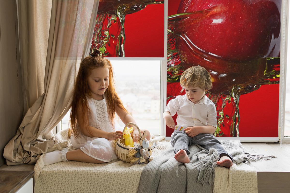 INNENROLLO - Fensterrollo - Rollo - 60x40 cm - Roter Apfel im Wasser - Rot, Kunststoff (60/140/0.5cm) - TULUP
