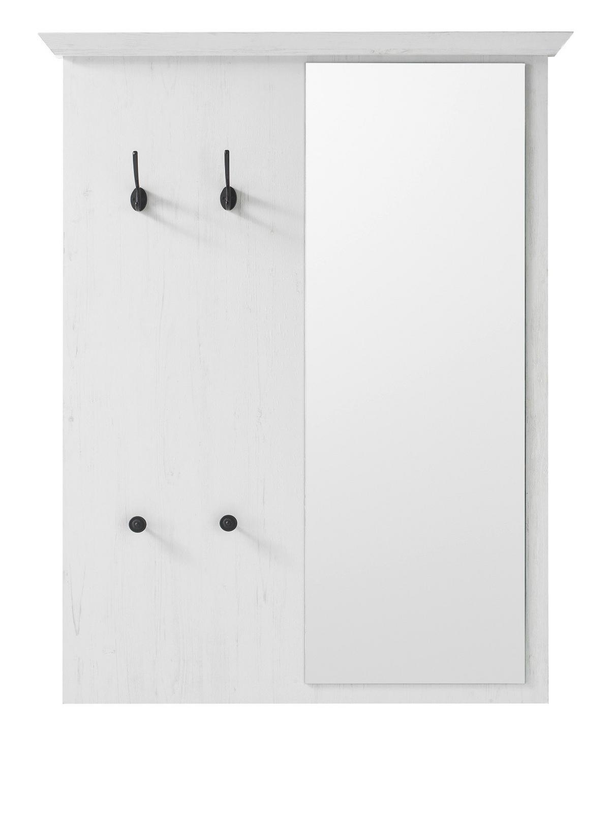 GARDEROBE Pinie weiß 4-teilig Set 354 cm, Garderobenkombination Landhaus - Schwarz/Weiß, Glas/Holzwerkstoff (354/206/45cm) - Furn.Design
