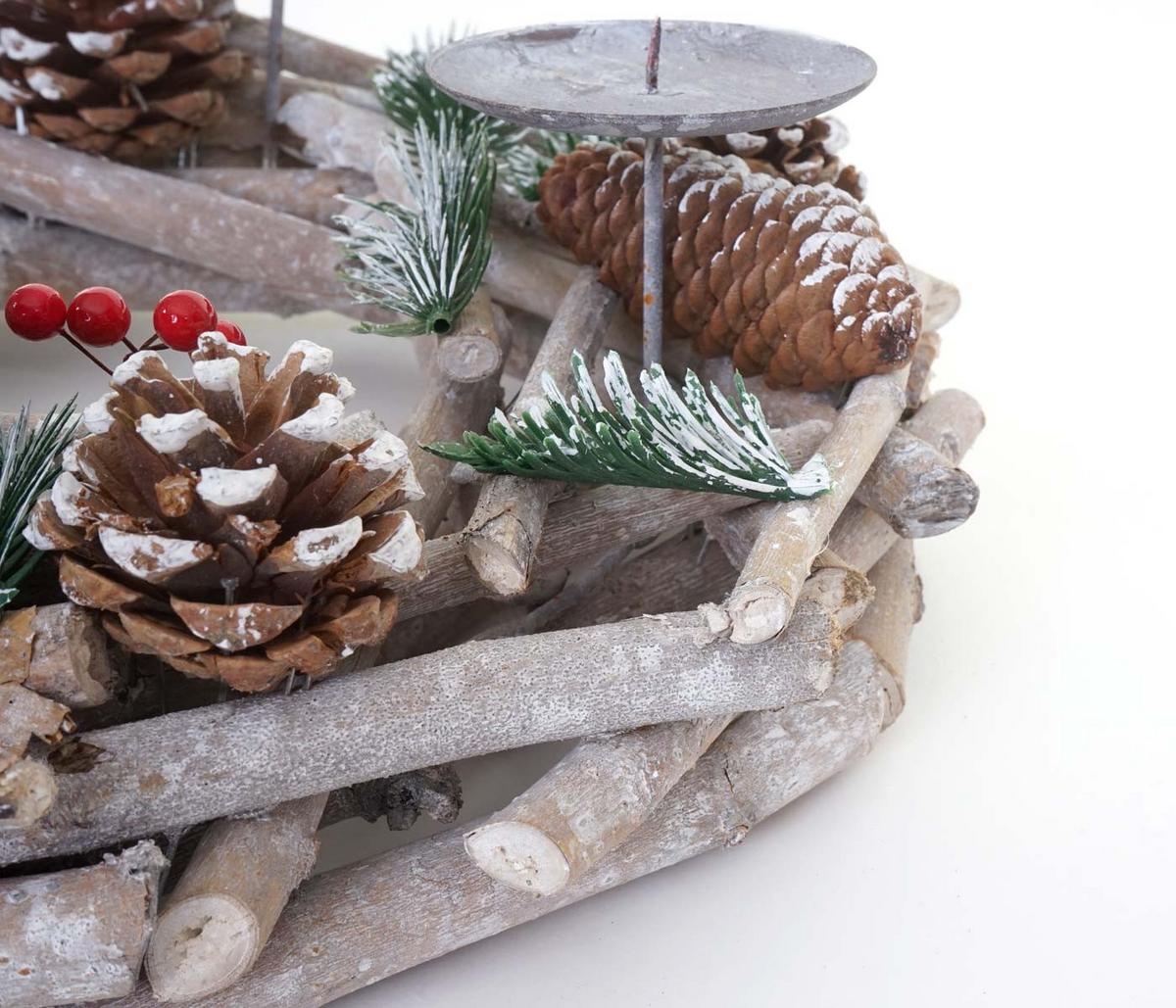 ADVENTSKRANZ RUND HOLZ OHNE KERZEN Weiß - Weiß, Holz (35/11cm) - MCW