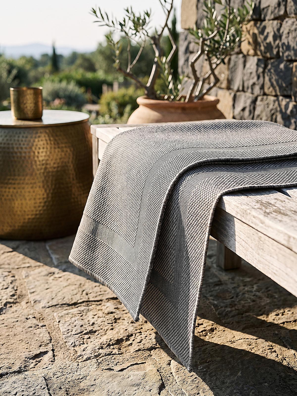 FLACHWEBTEPPICH Bordüre BORNO Polypropylen Anthrazit 140 x 200 cm - Anthrazit, Textil (140/200cm) - KADIMA DESIGN