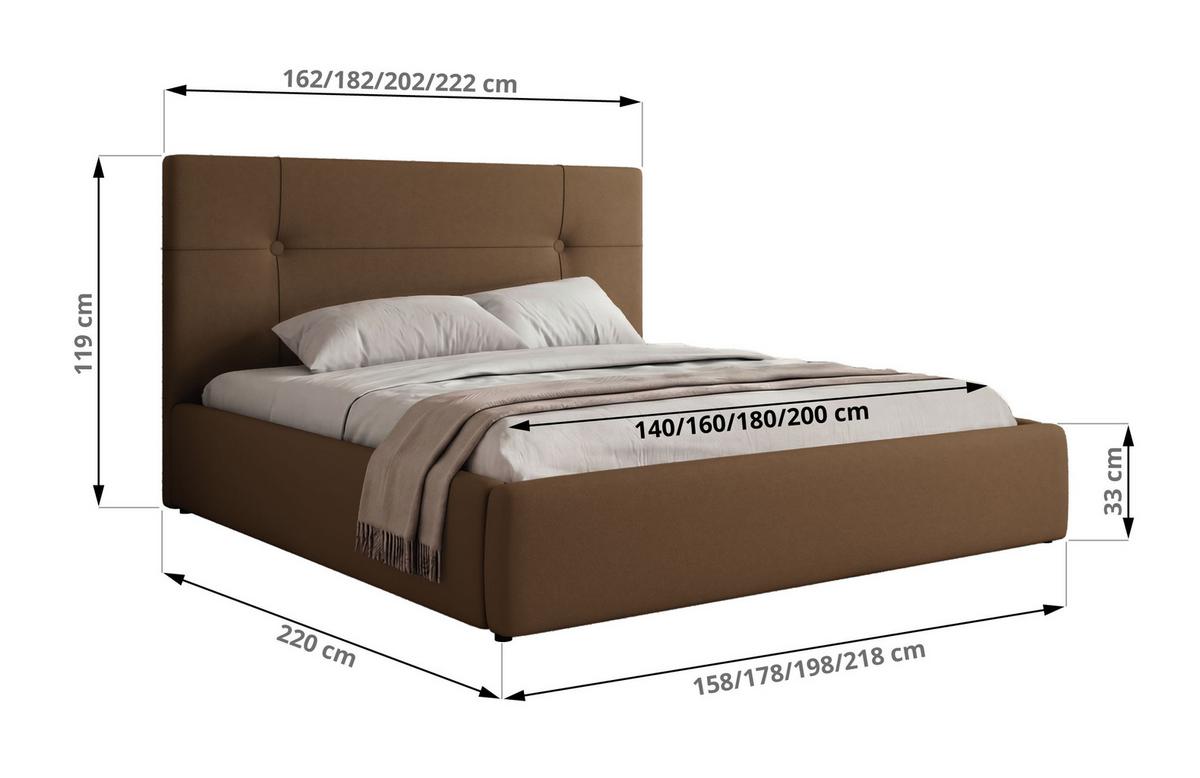 POLSTERBETT CALERIO CLASSIC 180/200 - Braun Kunstleder - Matratze Foam - Schwarz/Braun, Kunststoff/Textil (180/200cm) - MKS