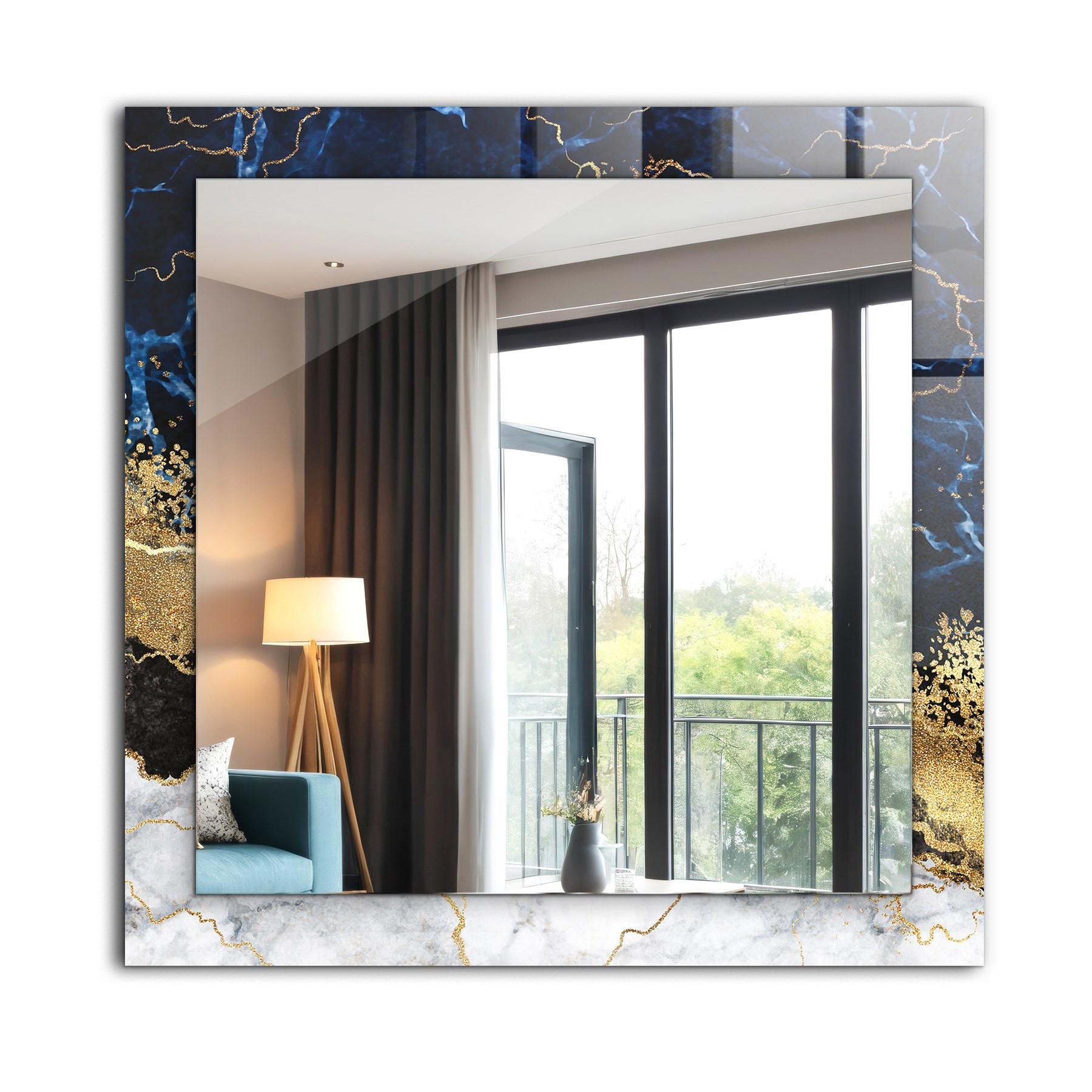SPIEGEL 60 x 60 cm Rechteckig mit Aufdruck - Dunkelblau, Glas (60/60/0.4cm) - TULUP