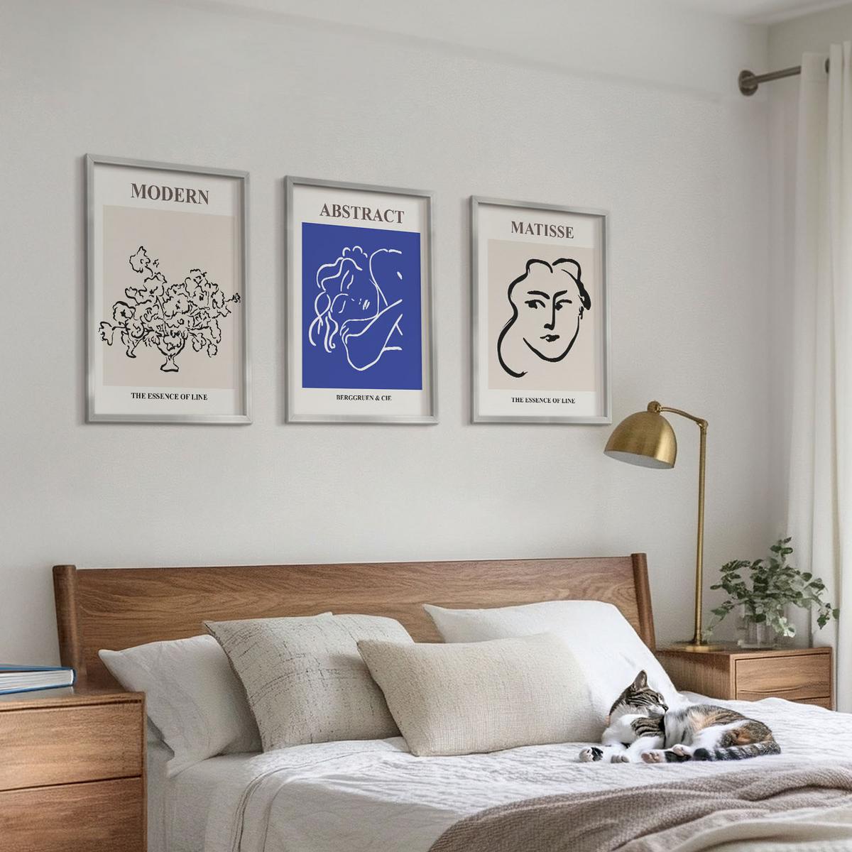 BILDER SET 3er Set - 40x60 cm Silberner Rahmen - Matisses moderne Plakate - Silberfarben, Kunststoff (40/60cm) - TULUP