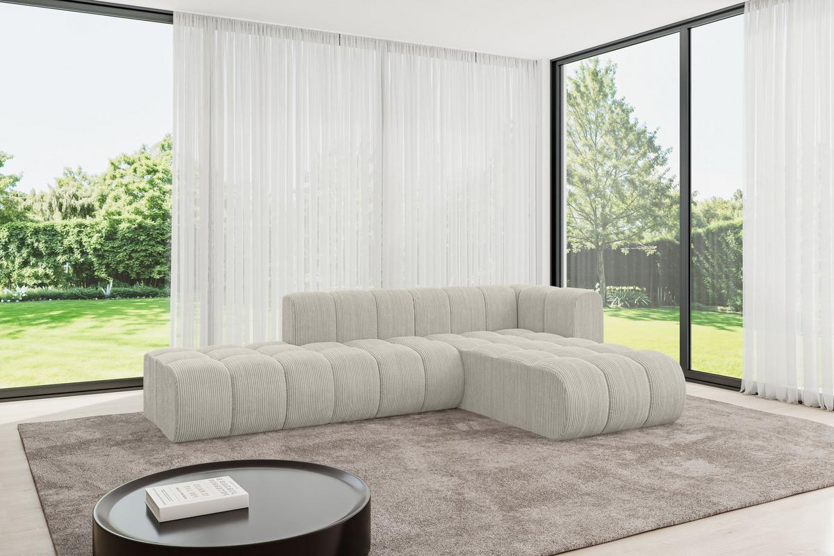 ECKSOFA modulares Sofa Zuvon-L1 - 296x177x70 cm Creme - Hellgrau/Creme, Holzwerkstoff/Textil (296/177cm) - ALTDECOR