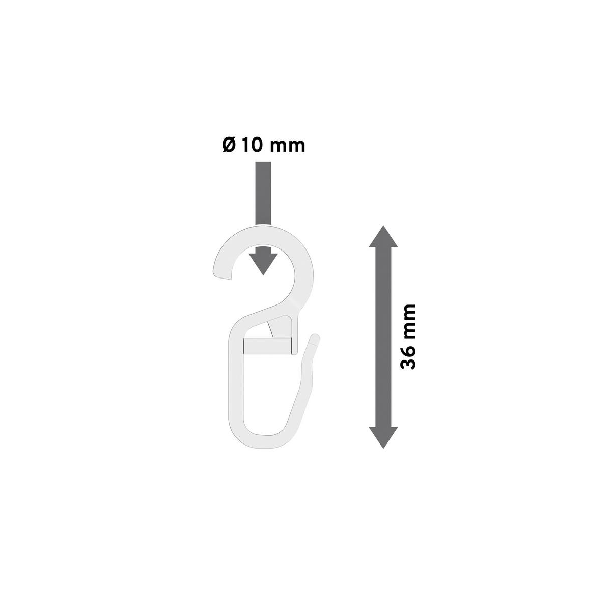 RUNDRINGE MIT FALTENHAKEN FÜR GARDINENSTANGEN 28 mm Ø, Chrom, Packung 10 Stück - Chromfarben, Kunststoff (28cm) - INTERDECO