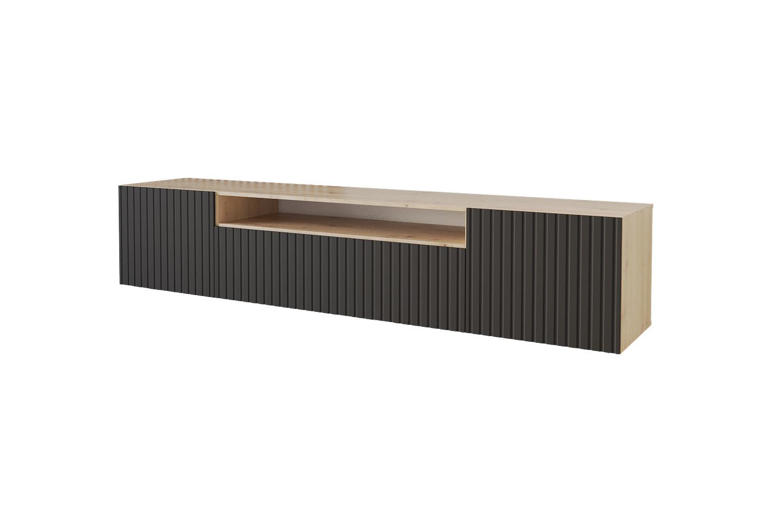 LOWBOARD KITO-W 200x40x41 cm - Artisan / Schwarz - Schwarz/Eiche Artisan, Holzwerkstoff (200/40/41cm) - ALTDECOR