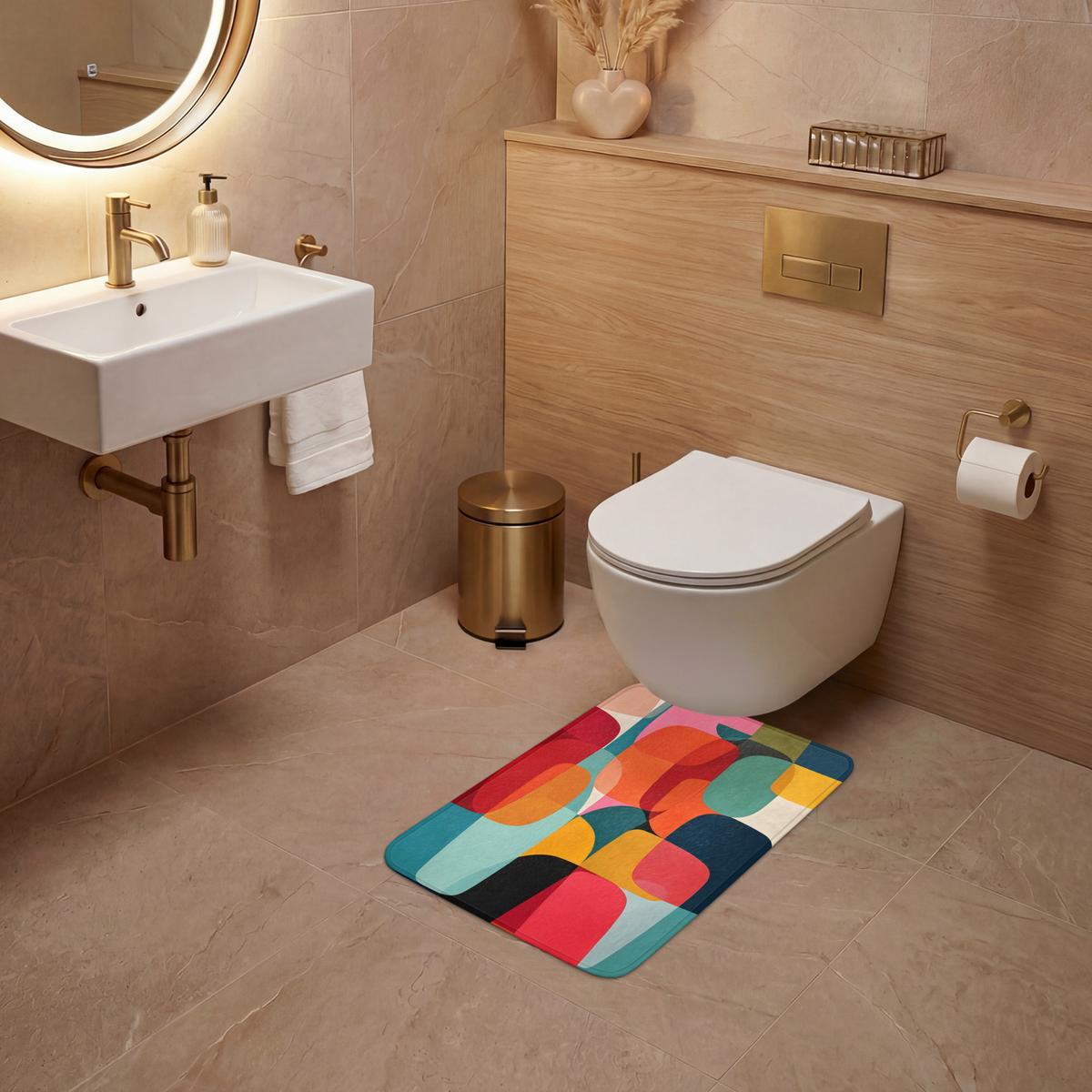 WC-VORLEGER Formen - Bunt - Abstrakt - Flugzeuge WC Teppich 40x60 cm - Multicolor, Textil (40/1cm) - OnlyWow