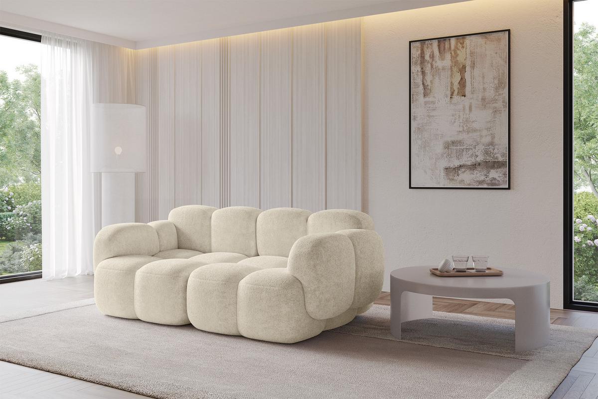 2-SITZER modulares Sofa Miko-S1 214x118x75 cm Creme Velours - Creme/Schwarz, Holzwerkstoff/Kunststoff (214/75/118cm) - ALTDECOR