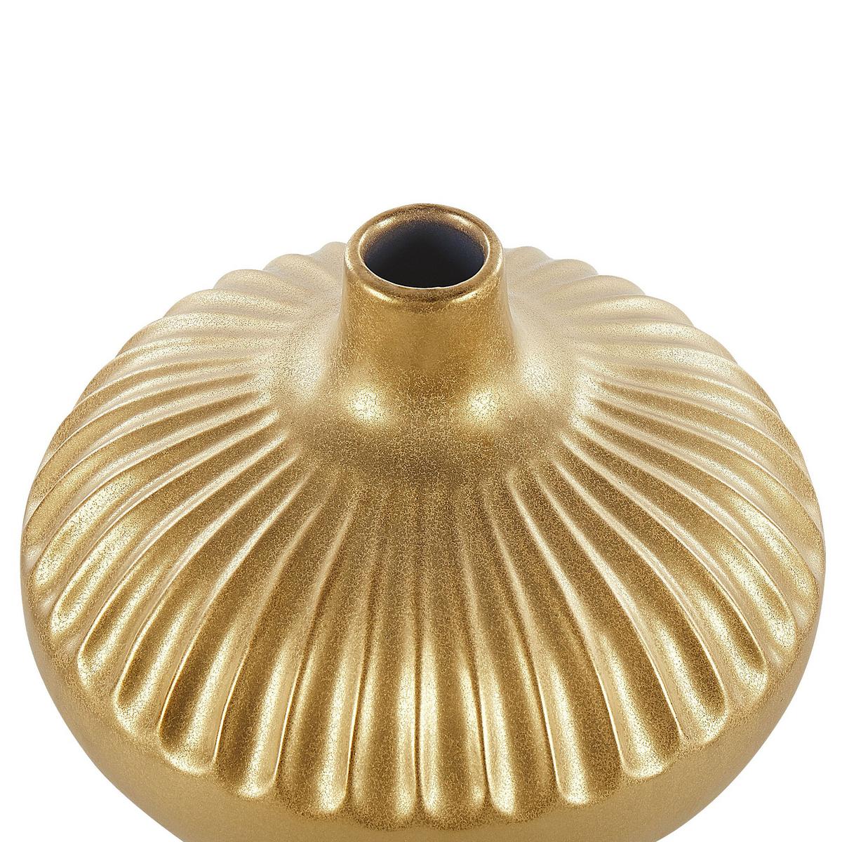 DEKOVASE Steinzeug gold Cercei - Goldfarben, Stein (20cm) - Beliani