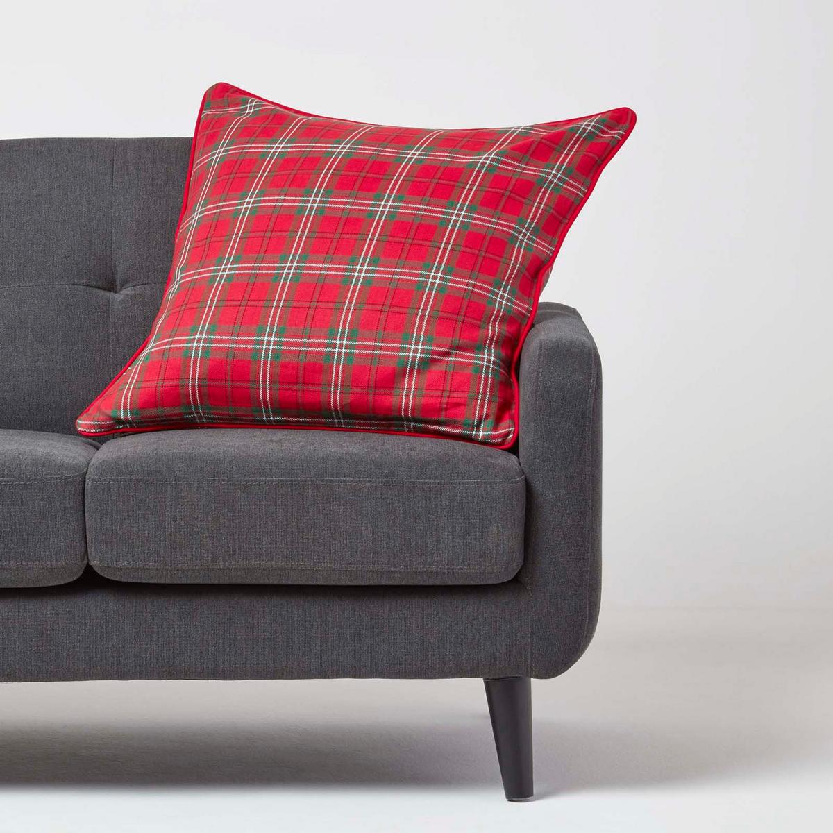 KISSENHÜLLE Edward Schottenkaro 45/45 cm - Rot, Textil (45/45cm) - Homescapes