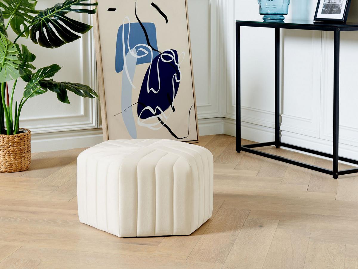 POUF Murietta 53/53/29 cm - Weiß, Textil (53/29/53cm) - Beliani